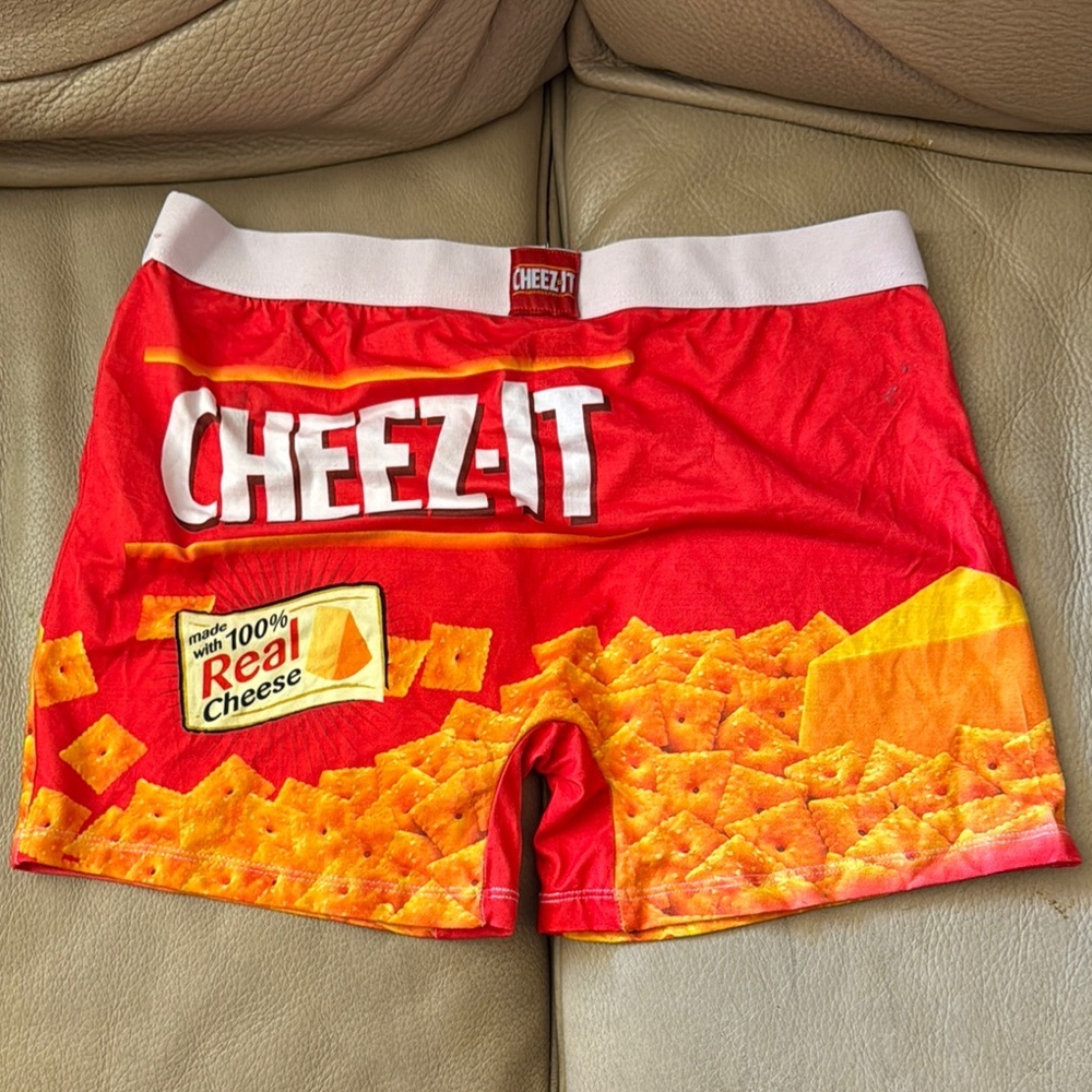 Vibrant Red and White Boxer Briefs with cheez-itDesign​